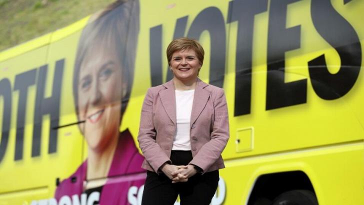Nicola Sturgeon campaigning for the Scottish elections on 6 May